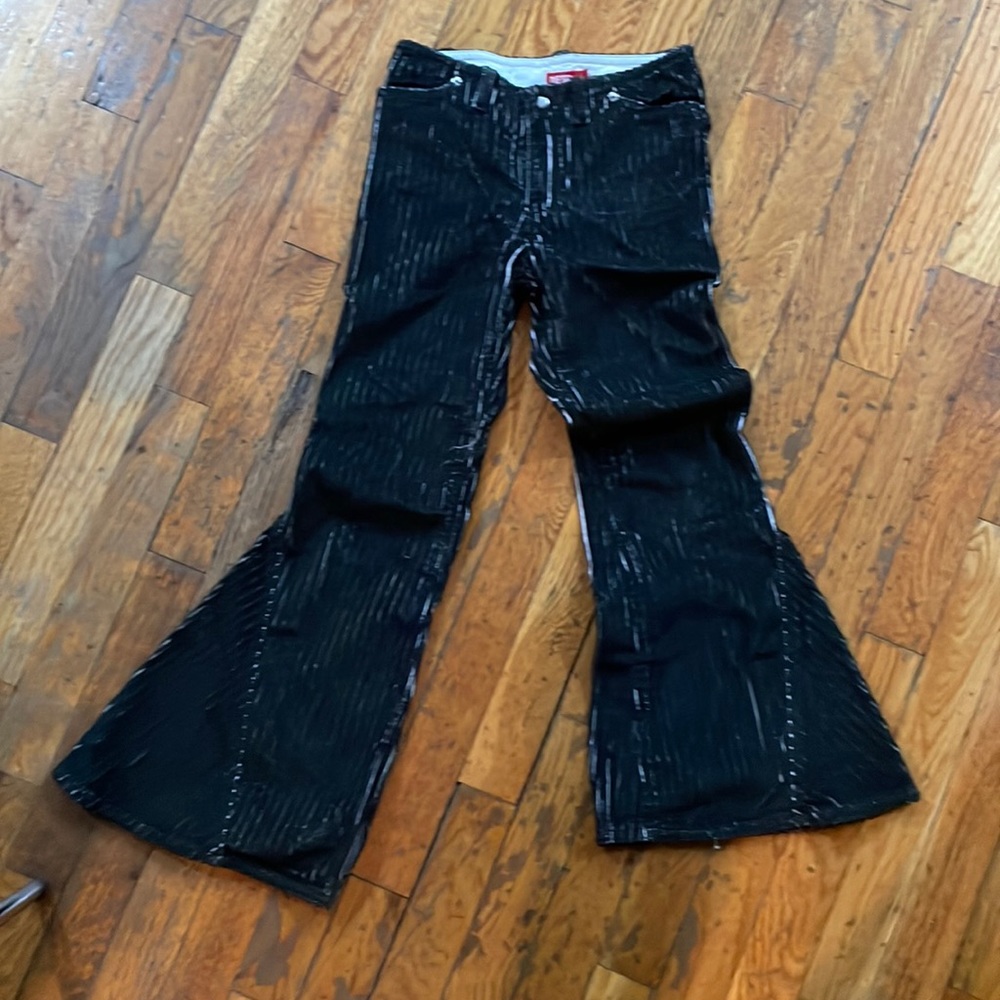 Diesel kids collection. Super cool bellbottoms.  two-tone black and white pants